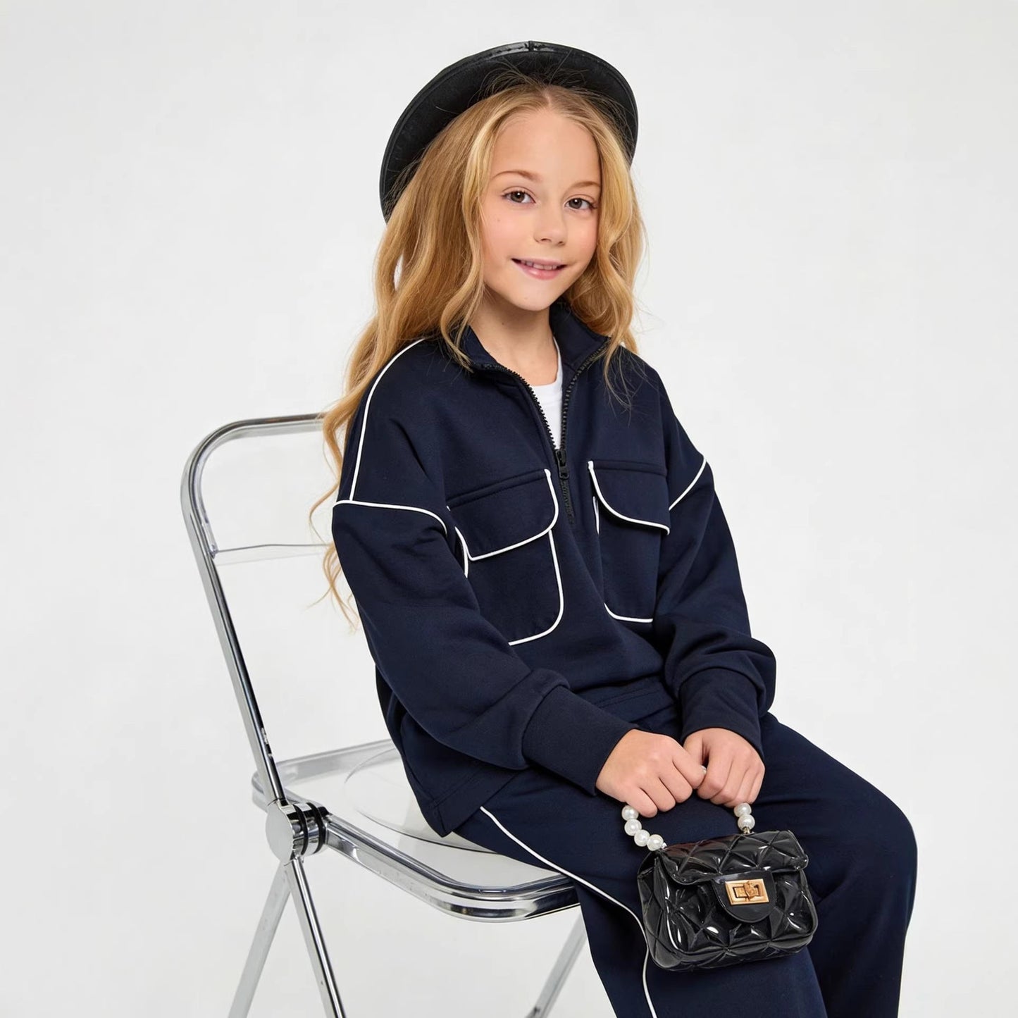Damen Fleecejacke Halbzipp Reißverschluss Taschen Eveloria - Eveloria