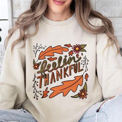 Damen Sweatshirt Bunt Herbstmotiv Baumwolle - Eveloria