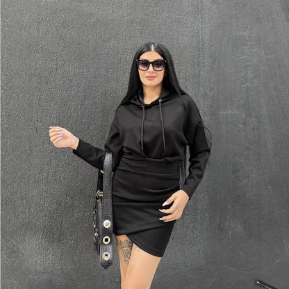 Damen Sportkleid Kapuze Lässiger Schnitt