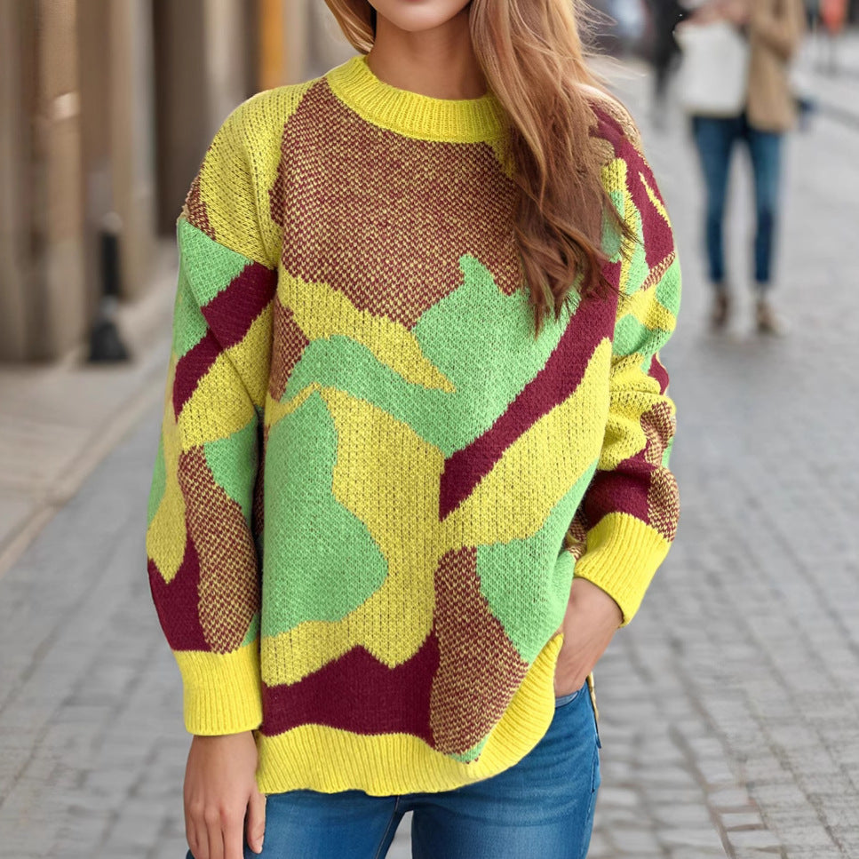 Damen Pullover Lässiger Schnitt Expressives Muster Eveloria - Eveloria