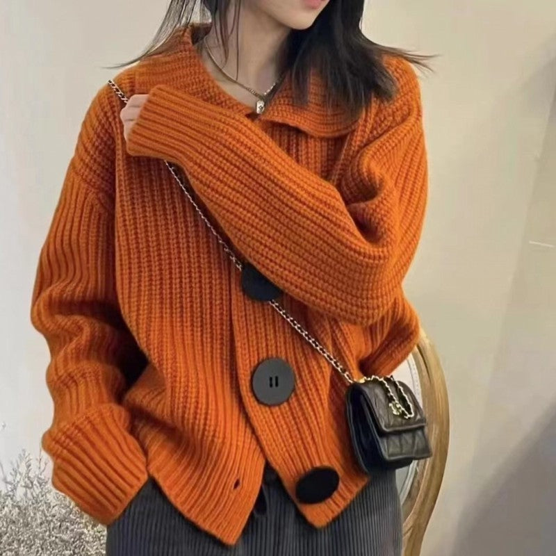 Damen Strickjacke Oversized Große Knöpfe Eveloria