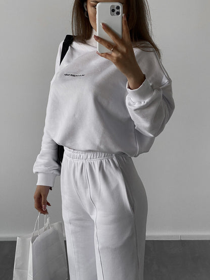 Damen Sportliches Sweatshirt Jogginghose Set Hochkragen Weites Design