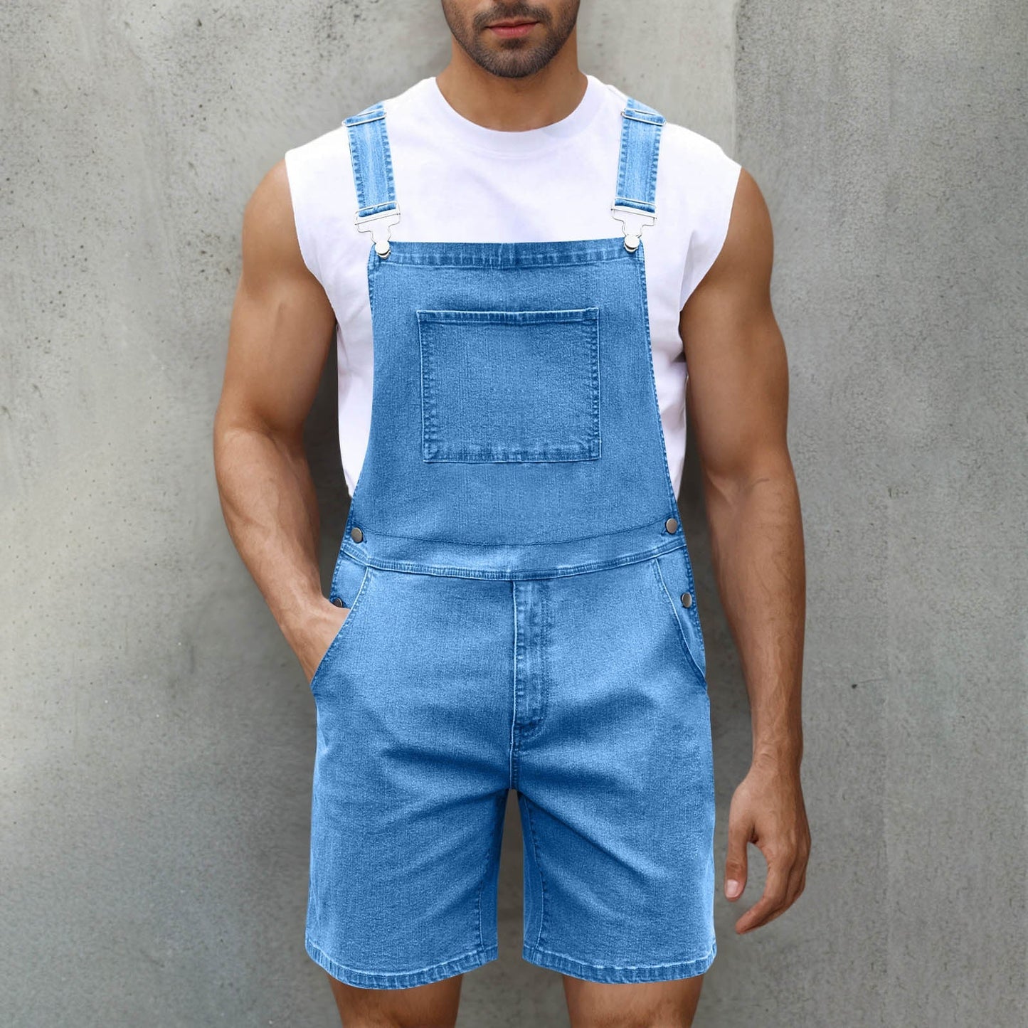 Herren Denim-Latzhose Relaxed Fit Blau