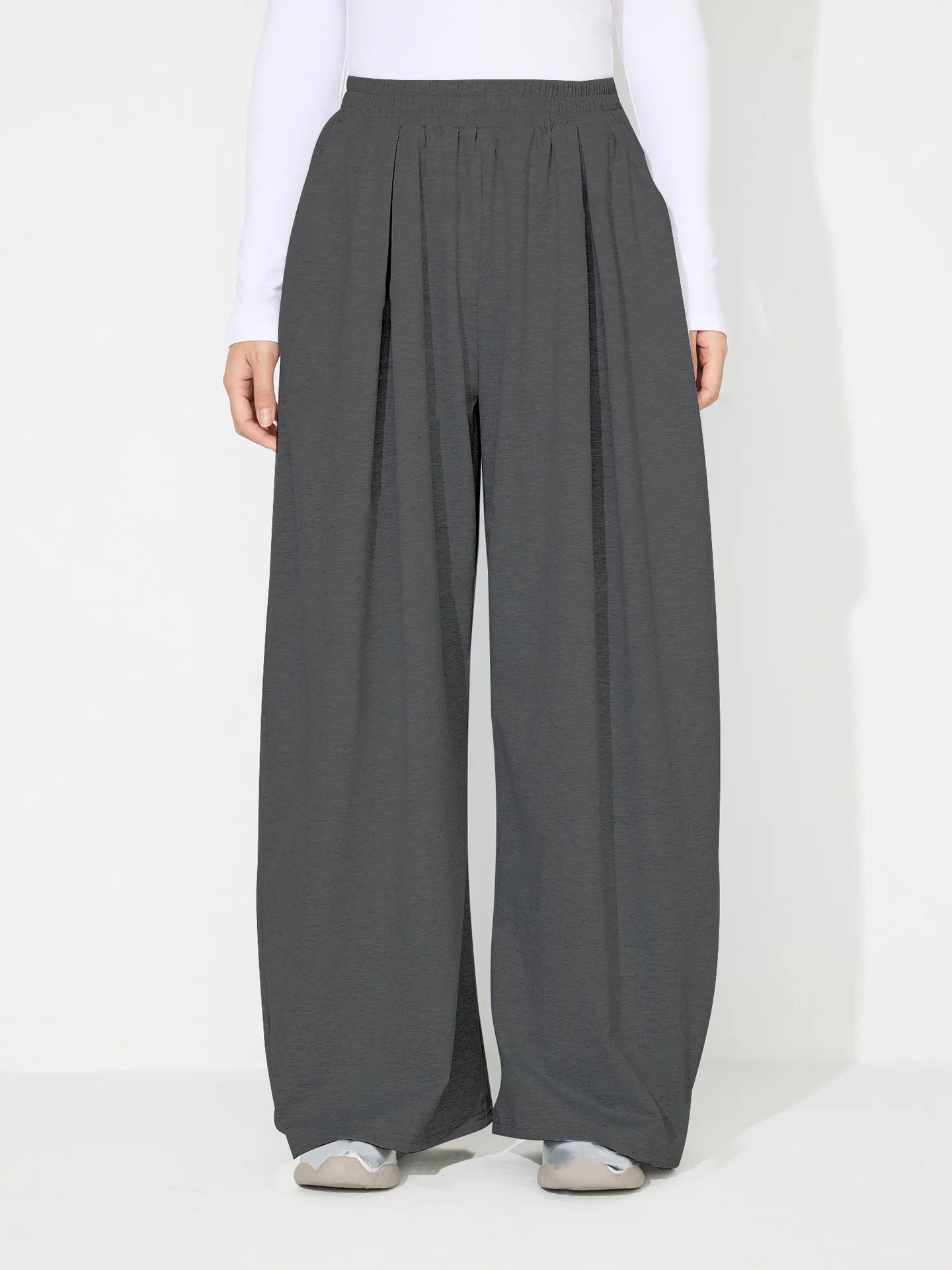 Damen Palazzo-Hose Elastischer Bund Falten Eveloria