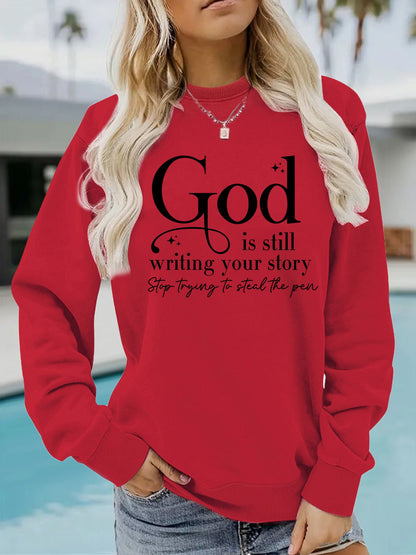 Damen Sweatshirt Inspirierender Schriftzug Grau