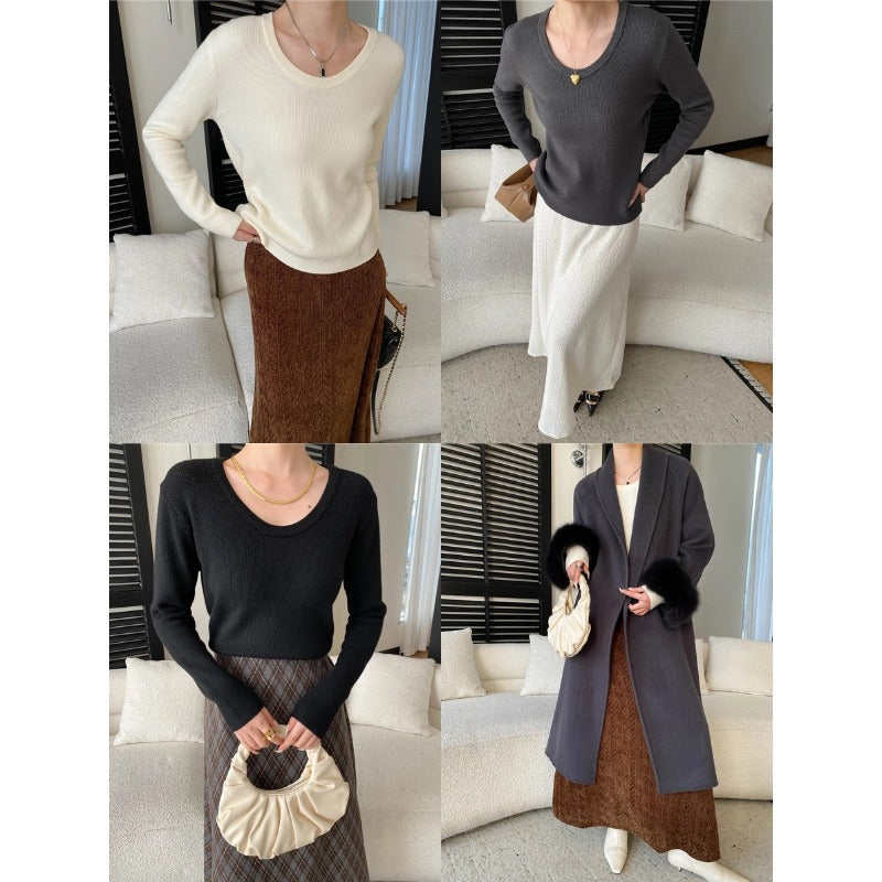 Damen Feinstrickpullover V-Ausschnitt Langer Ärmel Eveloria