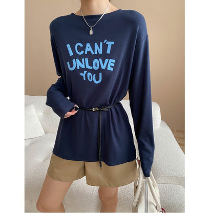Damen Langarmshirt Lässiger Schnitt Weiß