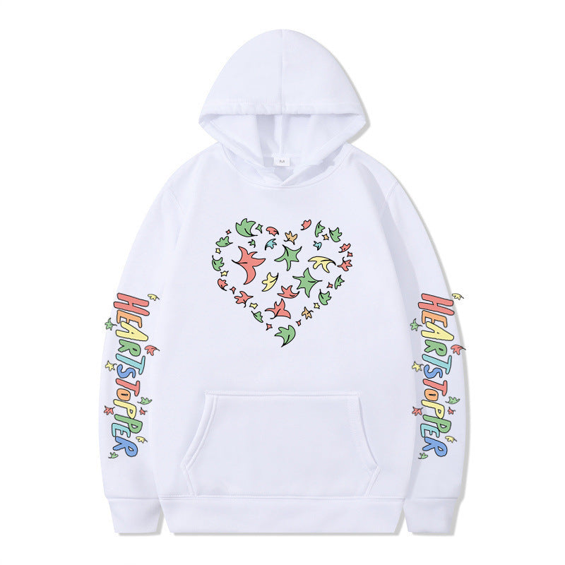 Damen Kapuzenpullover Herz- und Blattmotiv Eveloria