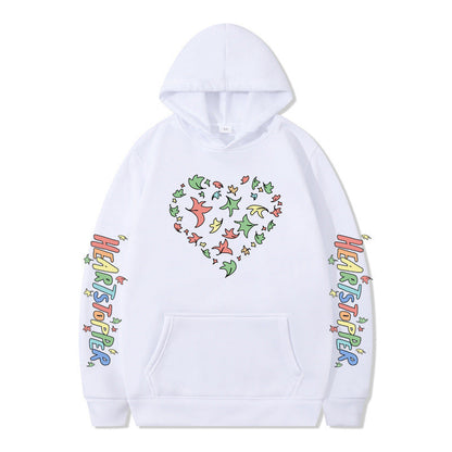 Damen Kapuzenpullover Herz- und Blattmotiv Eveloria
