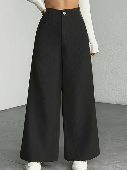 Damen Cordhose Weite Passform Hoher Bund Langer Schnitt