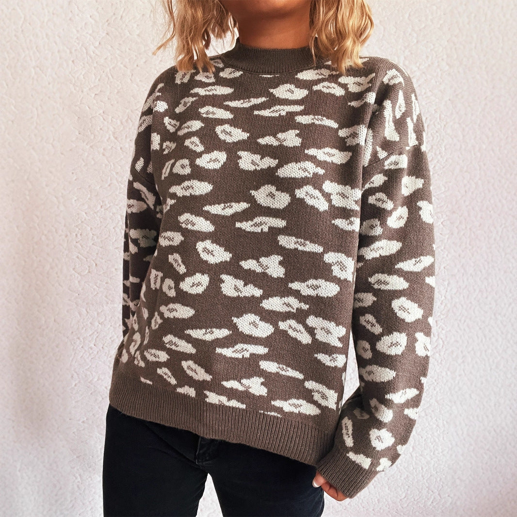 Damen Strickpullover Tiermuster Lässig Eveloria