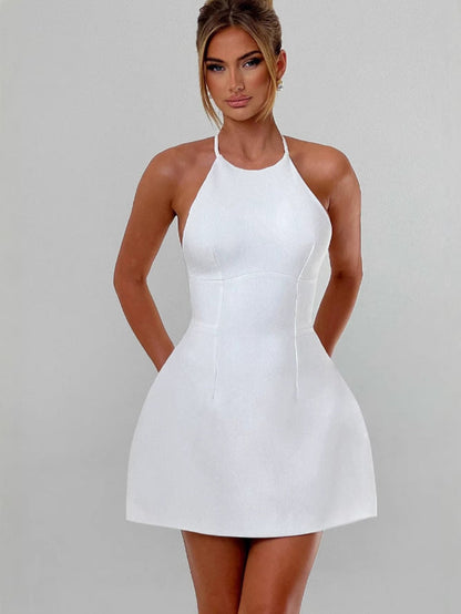 Damen A-Linie Minikleid Schmal Halter Figurschmeichelnd Eveloria