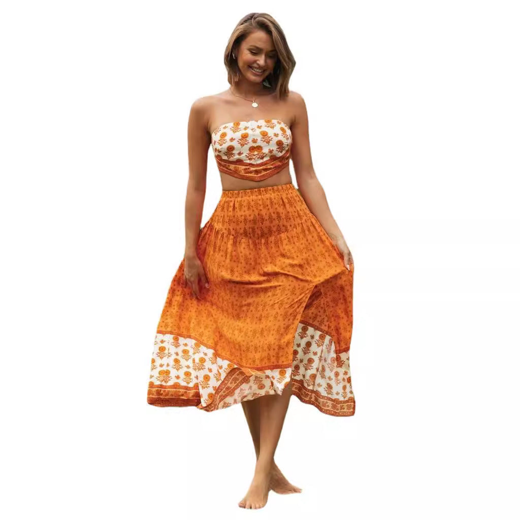 Damen Zweiteiliges Set Bandeau-Oberteil Maxirock