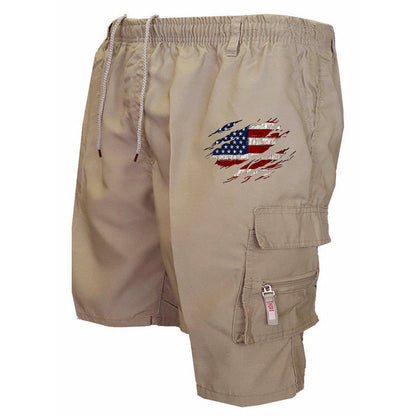 Herren Cargo-Shorts elastischer Bund mit Seitentaschen Olivgrün