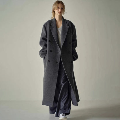 Damen Wollmantel Übergroß Elegantes Design Schwarz - Eveloria