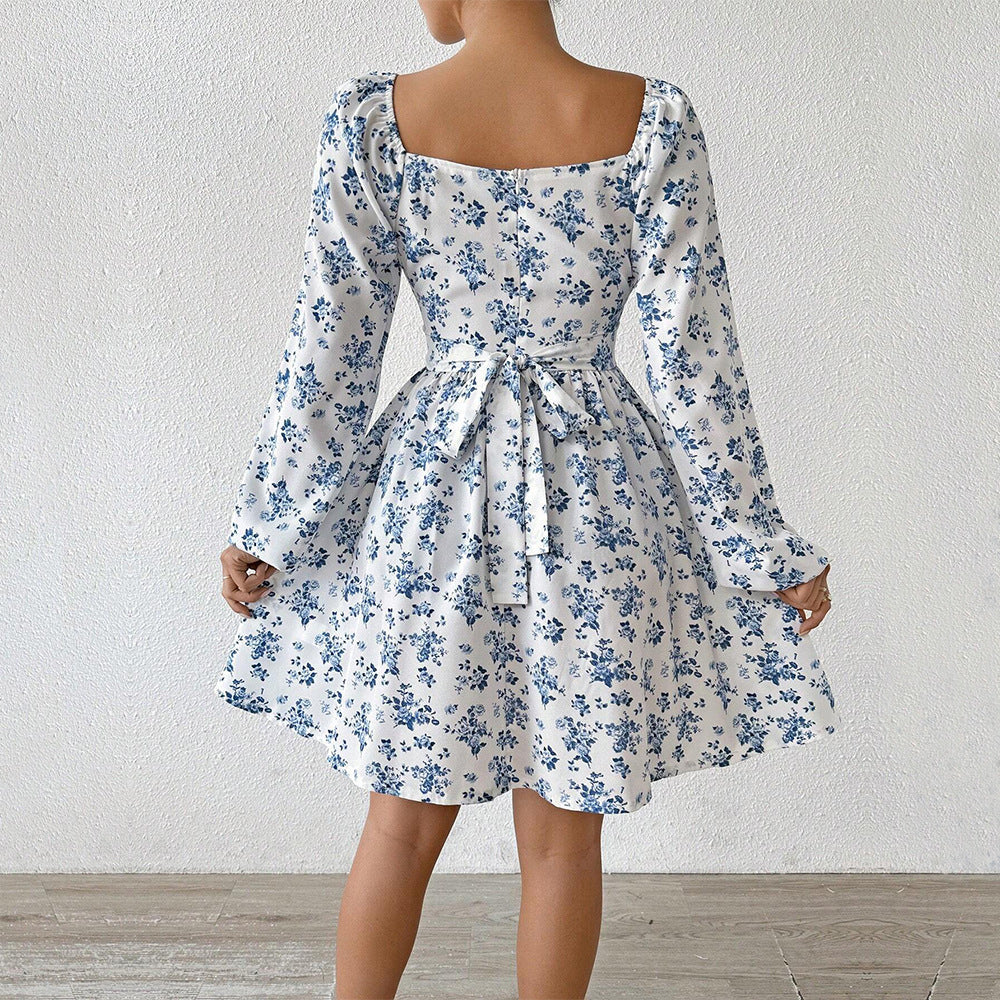 Damen Sommerkleid Floralmuster Langer Ärmel Eveloria