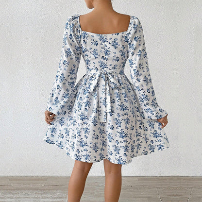 Damen Sommerkleid Floralmuster Langer Ärmel Eveloria