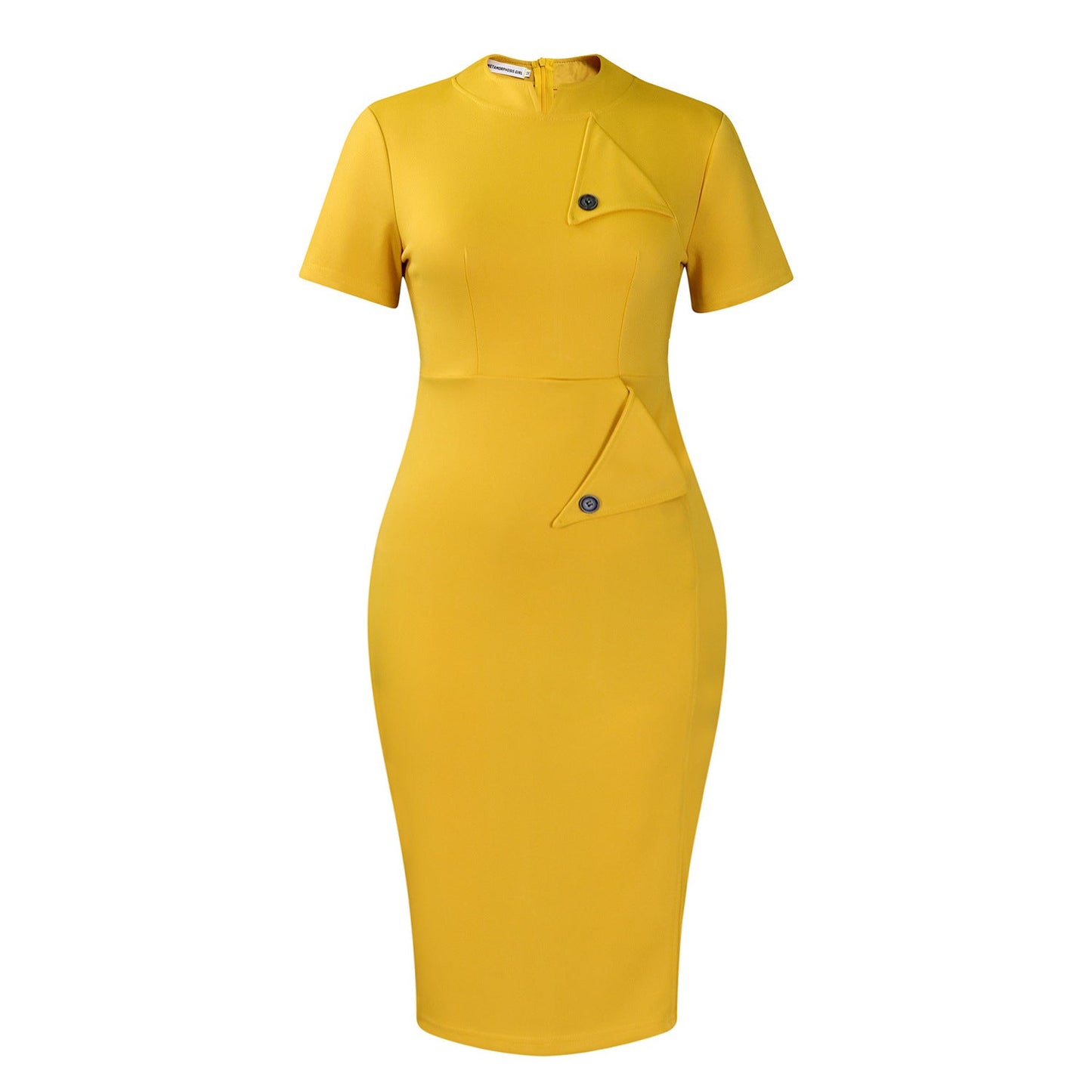 Damen Midi-Kleid Figurbetont Baumwolle Blume Eveloria