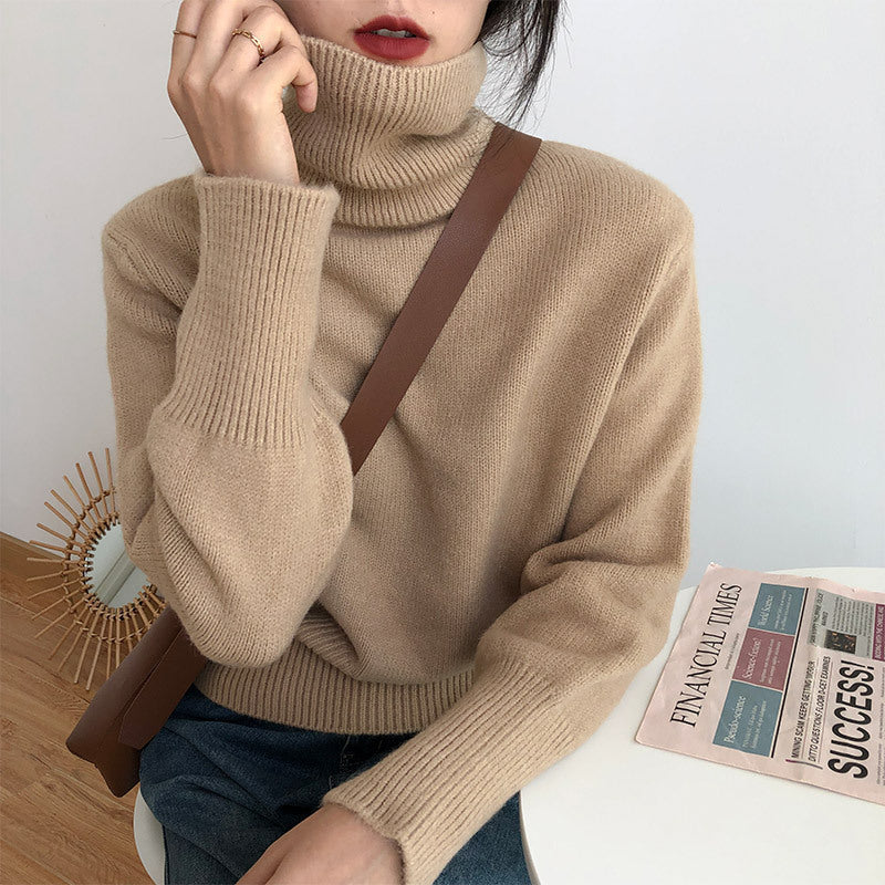 Damen Rollkragenpullover Weiches Strickmaterial Eveloria