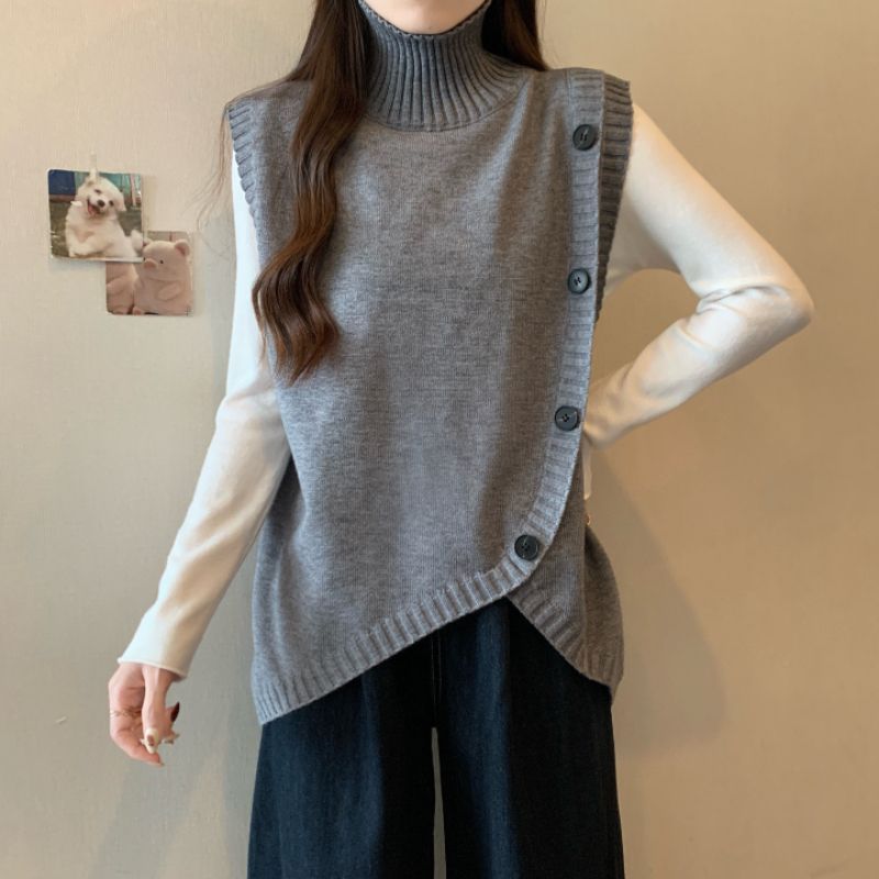 Damen Strickpullover Asymmetrisch Hoher Kragen Eveloria - Eveloria