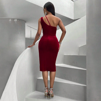 Damen Wickelkleid Asymmetrischer Schnitt Wasserfallausschnitt
