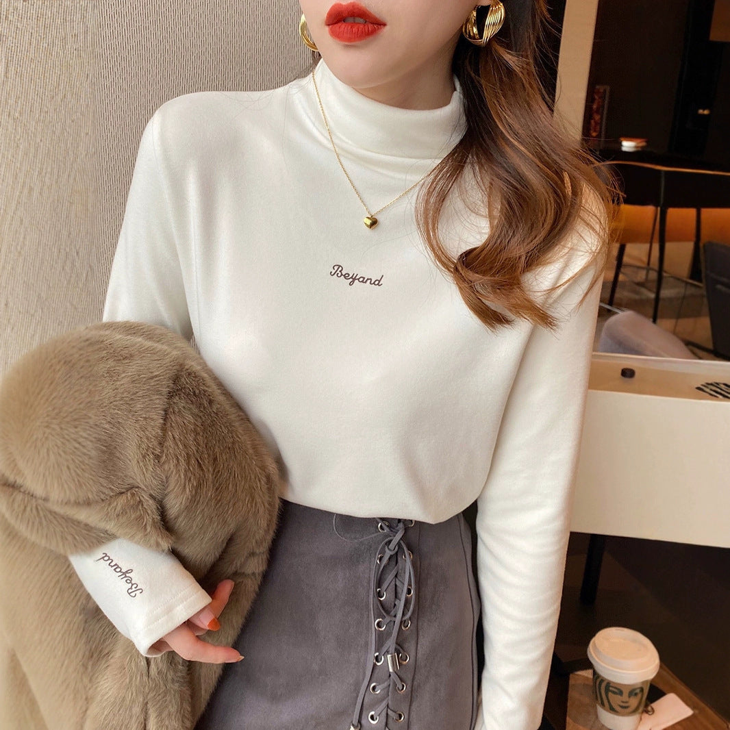 Damen Turtleneck-Pullover Eveloria mit Schriftzug