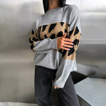 Damen Leopardenmuster Pullover Eveloria