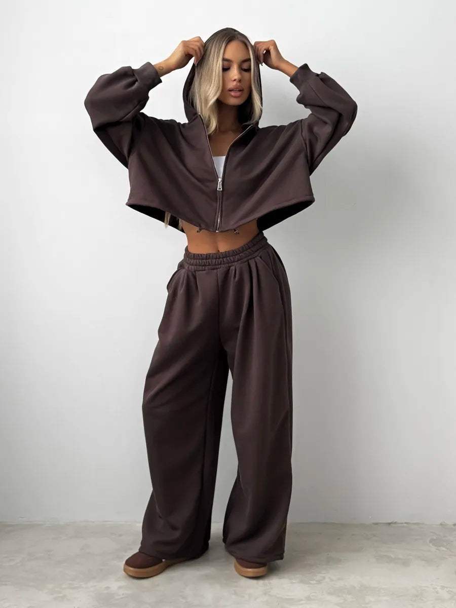 Damen Hoodie Jogginganzug Baumwolle Bequem Grau