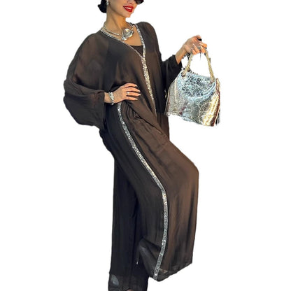 Eveloria Damen Jumpsuit Luftig Elegant Glitzernd