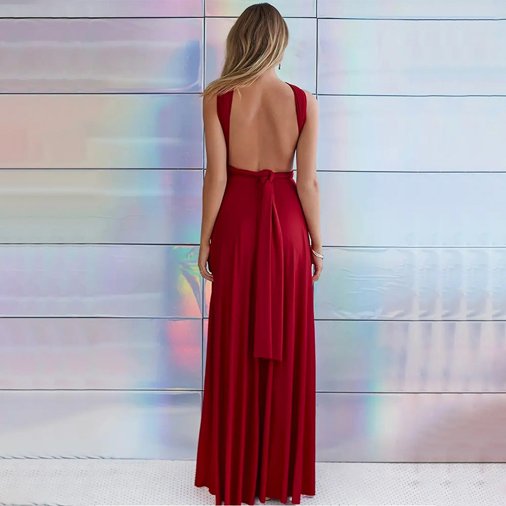 Damen Maxikleid Wickel-Design Figurbetonend Eveloria