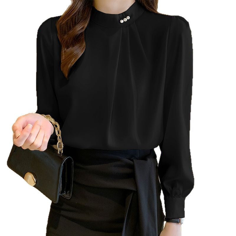 Damen Bluse Rüschendetails Schicker Kragen Eveloria