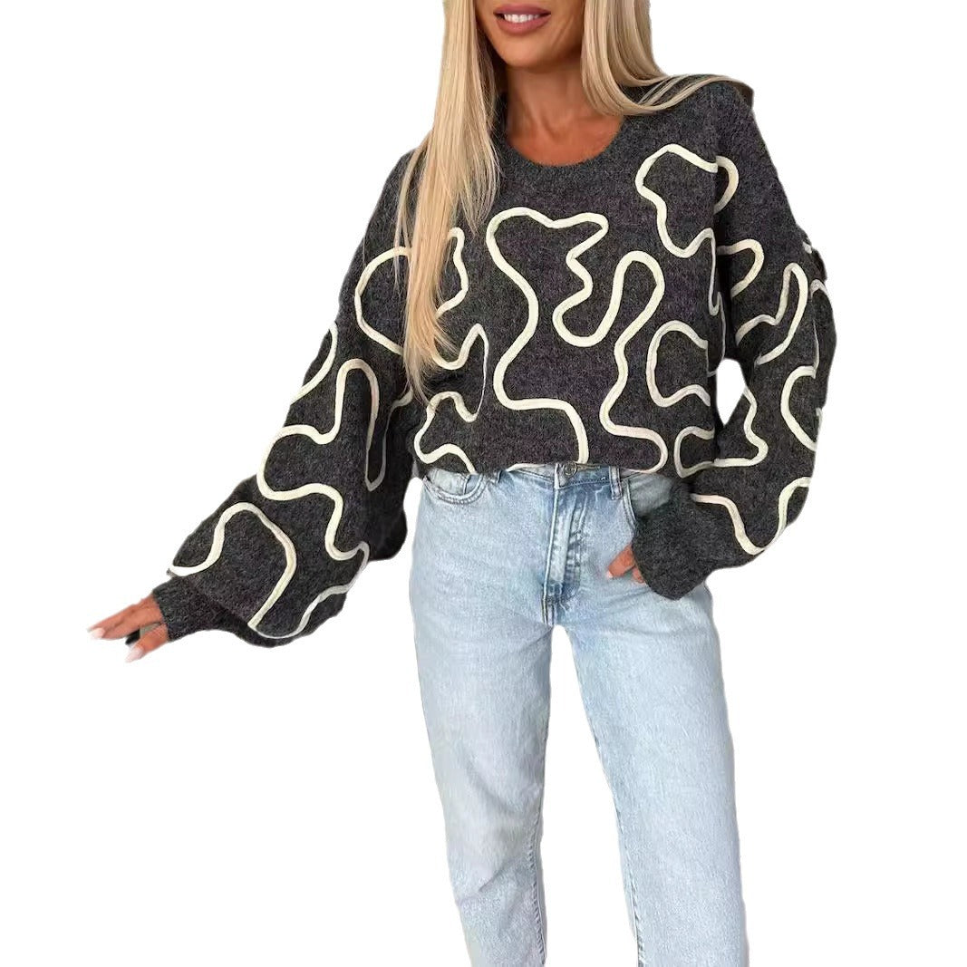 Damen Strickpullover Künstlermuster Eveloria