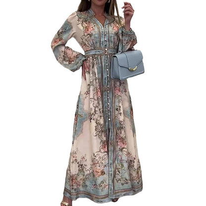 Damen Maxikleid Floral Muster Eveloria