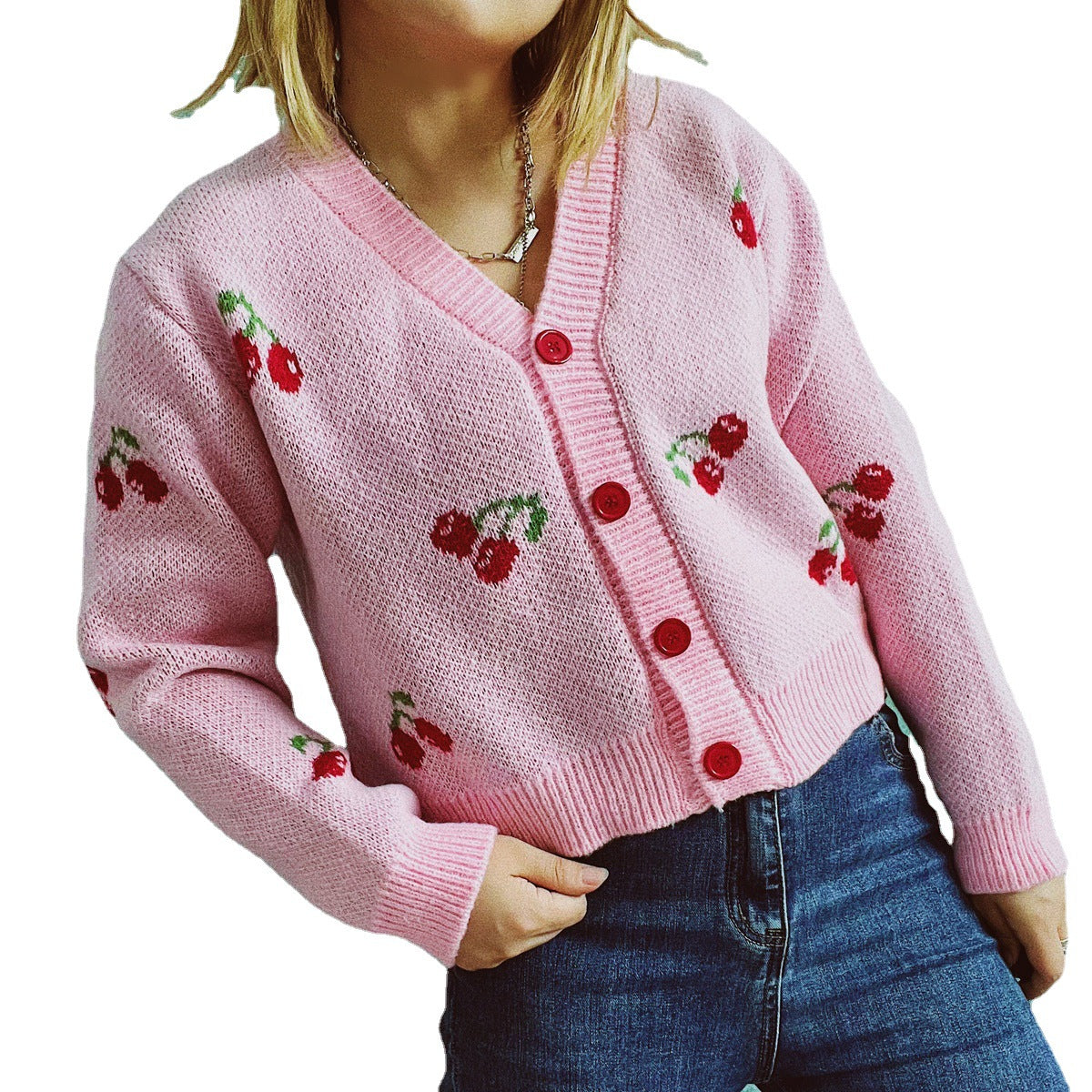 Damen Strickjacke Crop-Style Fruchtig Eveloria