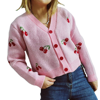 Damen Strickjacke Crop-Style Fruchtig Eveloria