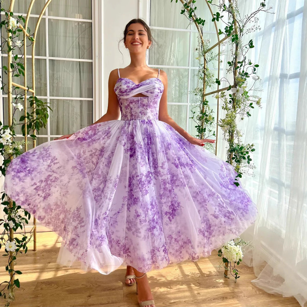 Damen Abendkleid Florales Design Eleganter Schnitt Eveloria