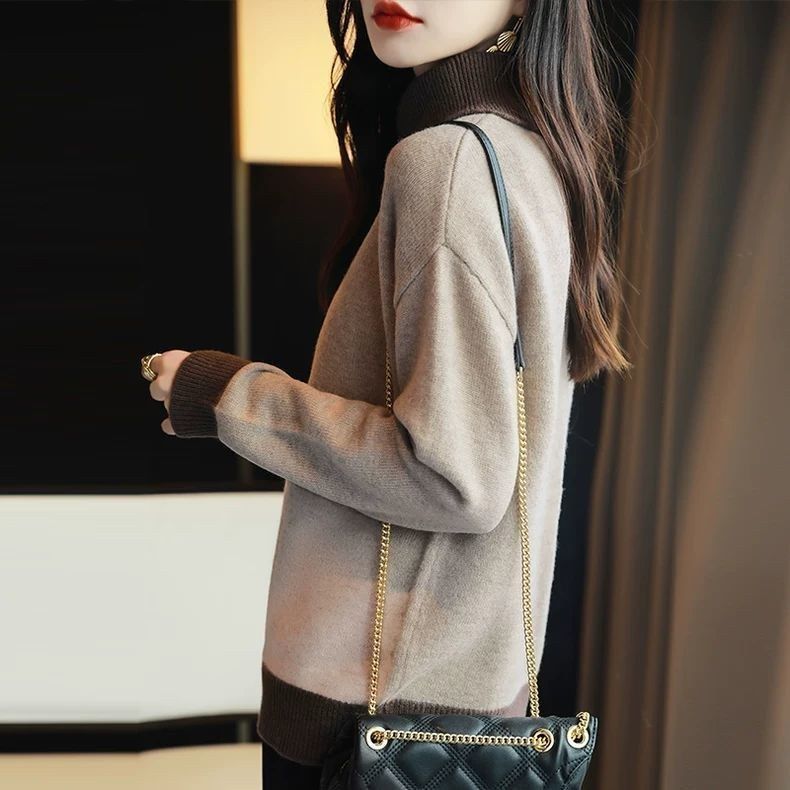 Damen Pullover Stehkragen Modern Eveloria