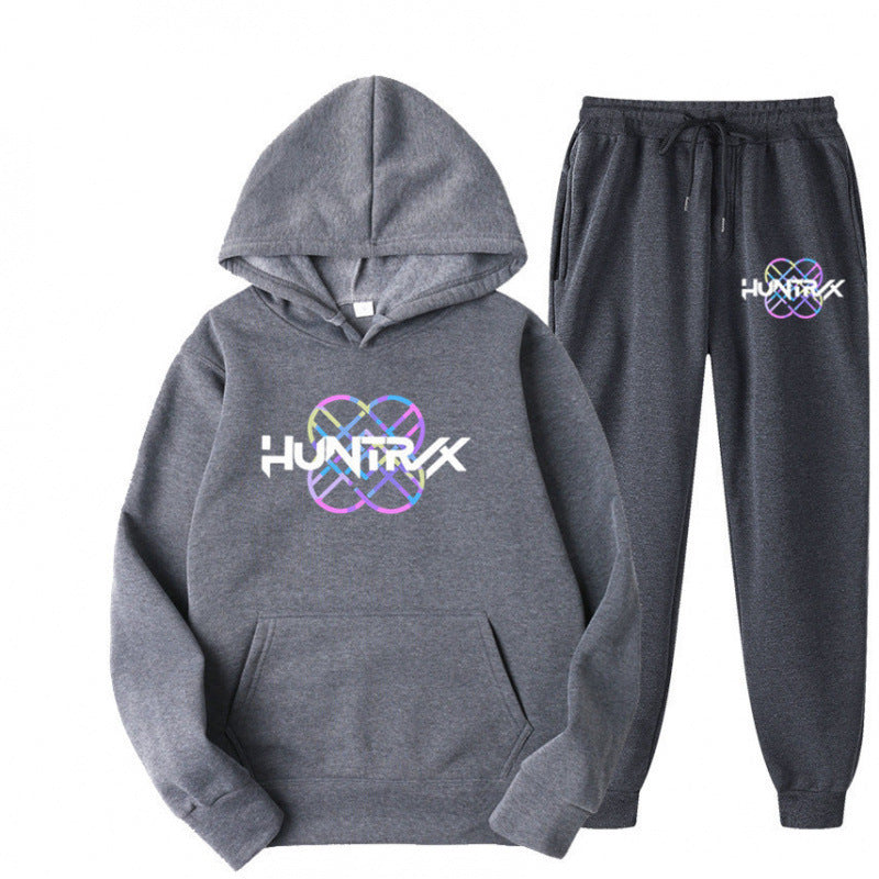 Damen Sweatanzug Modernes Grafikdesign Lässig Grau Eveloria