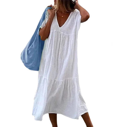 Damen Sommerkleid V-Ausschnitt Voluminöser Rock Eveloria