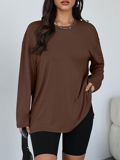 Damen Longsleeve T-Shirt mit Seitenschlitzen Eveloria