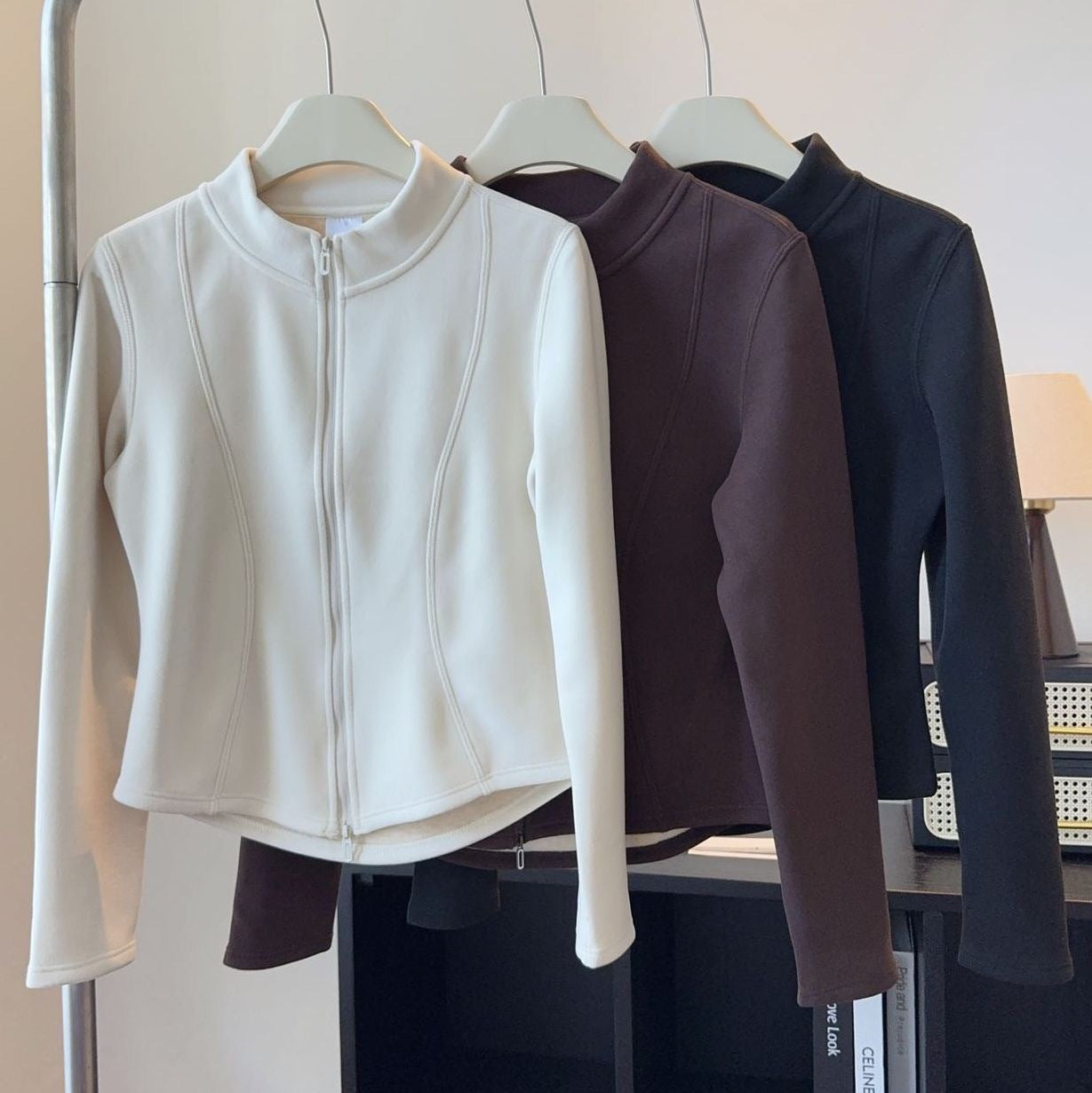 Damen Fleecejacke Stehkragen Sportlich Eveloria