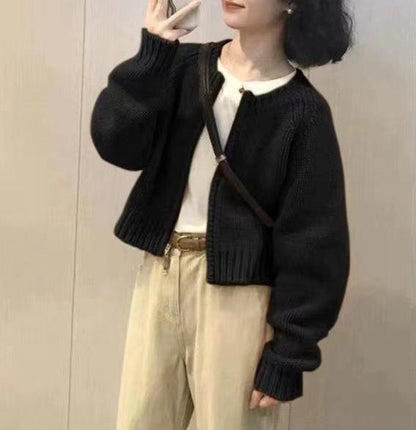 Damen Strickjacke Rundhalsausschnitt Kuschelig Eveloria