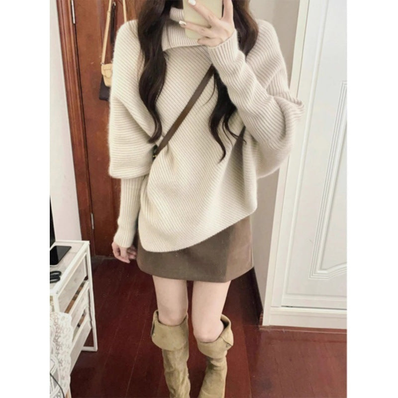 Damen Oversized Pullover Asymmetrischer Saum Eveloria - Eveloria