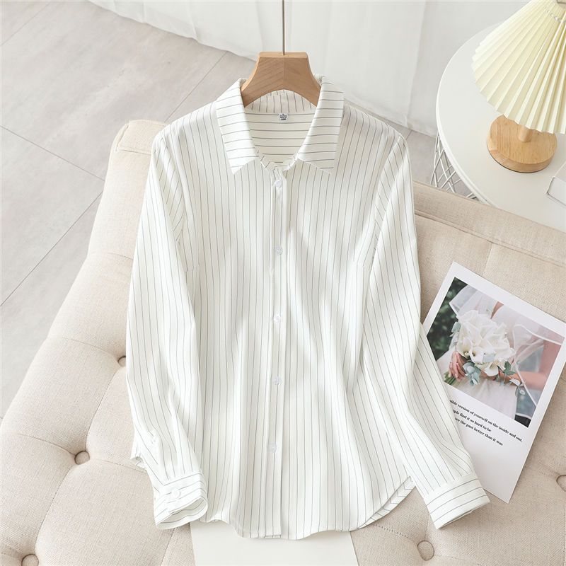Damen Bluse Langärmlig Feines Streifenmuster Eveloria - Eveloria