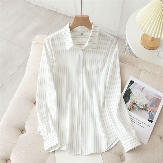 Damen Bluse Langärmlig Feines Streifenmuster Eveloria - Eveloria