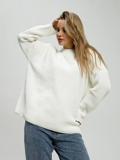 Damen Grobstrickpullover Lässiger Schnitt Großzügige Ärmel