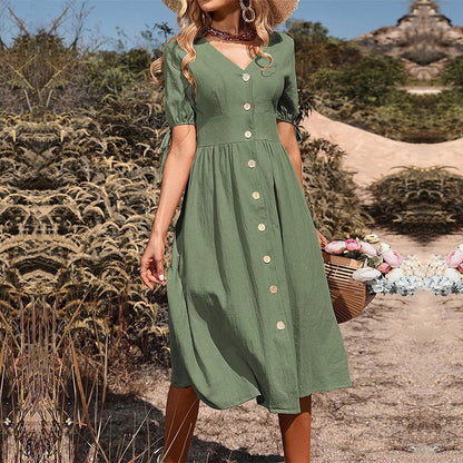 Damen Midi-Kleid Raffinierte Knopfdetails Eveloria
