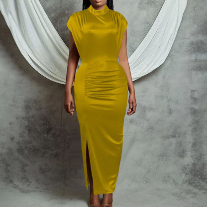 Damen Midi-Kleid Raffungen Figurbetont Eveloria