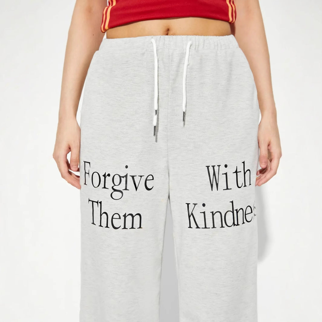 Damen Jogginghose Elastisch Grafit-Print Eveloria