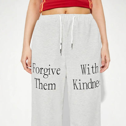 Damen Jogginghose Elastisch Grafit-Print Eveloria